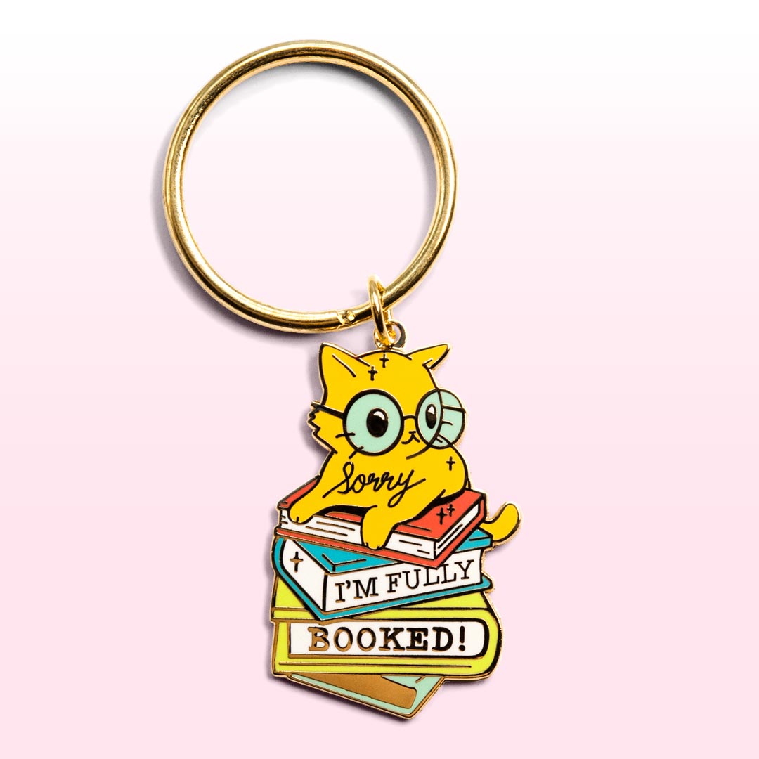 Sorry I'm Fully Booked Cat Enamel Keychain  Flair Fighter   