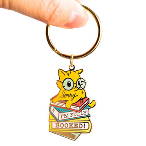 Sorry I'm Fully Booked Cat Enamel Keychain  Flair Fighter   