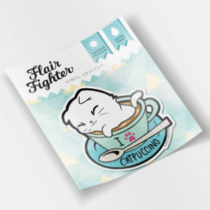 I Love Catpuccino Coffee Cat Vinyl Sticker Decorative Stickers Flair Fighter   