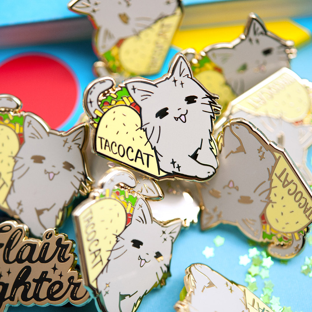 Angry White Cat Cute Hard Enamel Lapel Pin - Flair Fighter