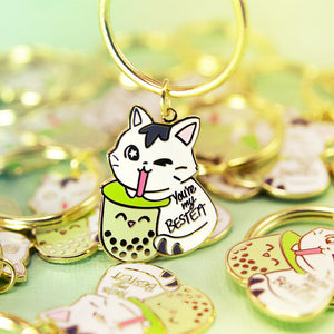 Flair Fighter Day and Night Cats Cute Hard Enamel Keychain