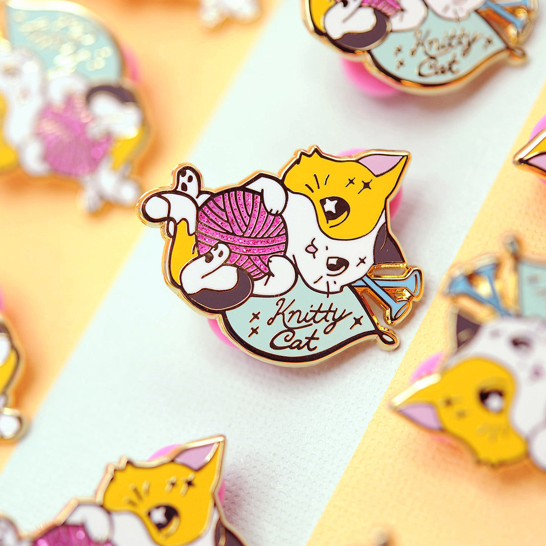 Cap Pin Cats Knitty Calico Cat Cute Hard Enamel Lapel Pin - Flair Fighter