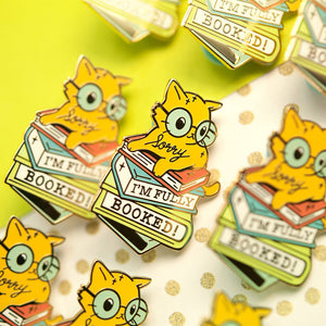 Sorry I'm Fully Booked Cat Enamel Pin + Keychain + Vinyl Sticker BUNDLE [3 PCS] Brooches & Lapel Pins Flair Fighter   