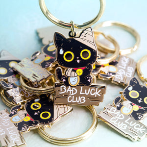 Bad Luck Club Black Cat Enamel Pin + Keychain + Vinyl Sticker BUNDLE [3 PCS] Brooches & Lapel Pins Flair Fighter   
