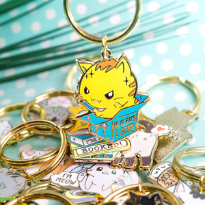 If It Fits I Sits Cat Enamel Keychain  Flair Fighter   