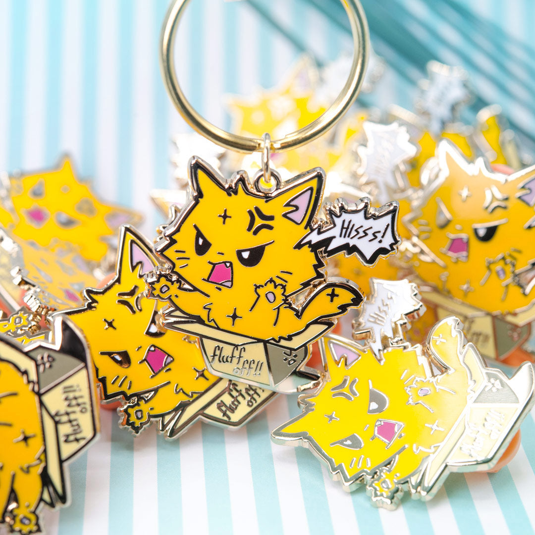 Fluff Off (Turkish Angora Cat) Keychain  Flair Fighter   