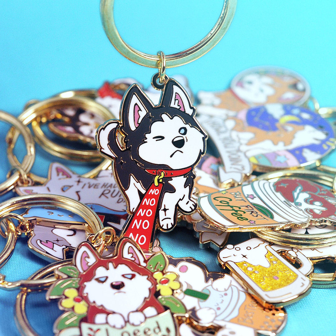 Stubborn Husky Enamel Keychain  Flair Fighter   