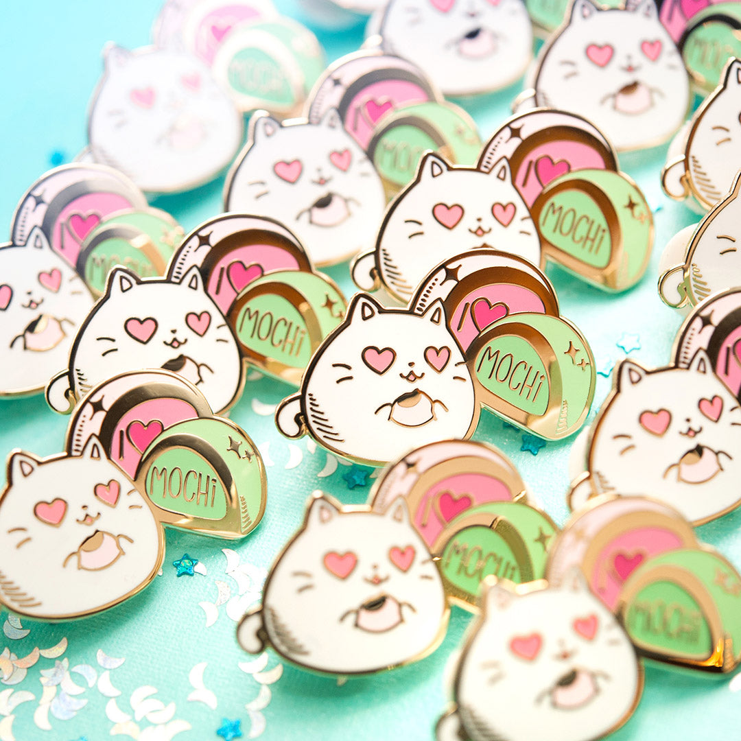 I Love Mochi Cat Enamel Pin Brooches & Lapel Pins Flair Fighter   