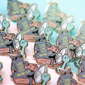 I Work So My Cat Can Live A Better Life (Korat Cat) Enamel Pin Brooches & Lapel Pins Flair Fighter   