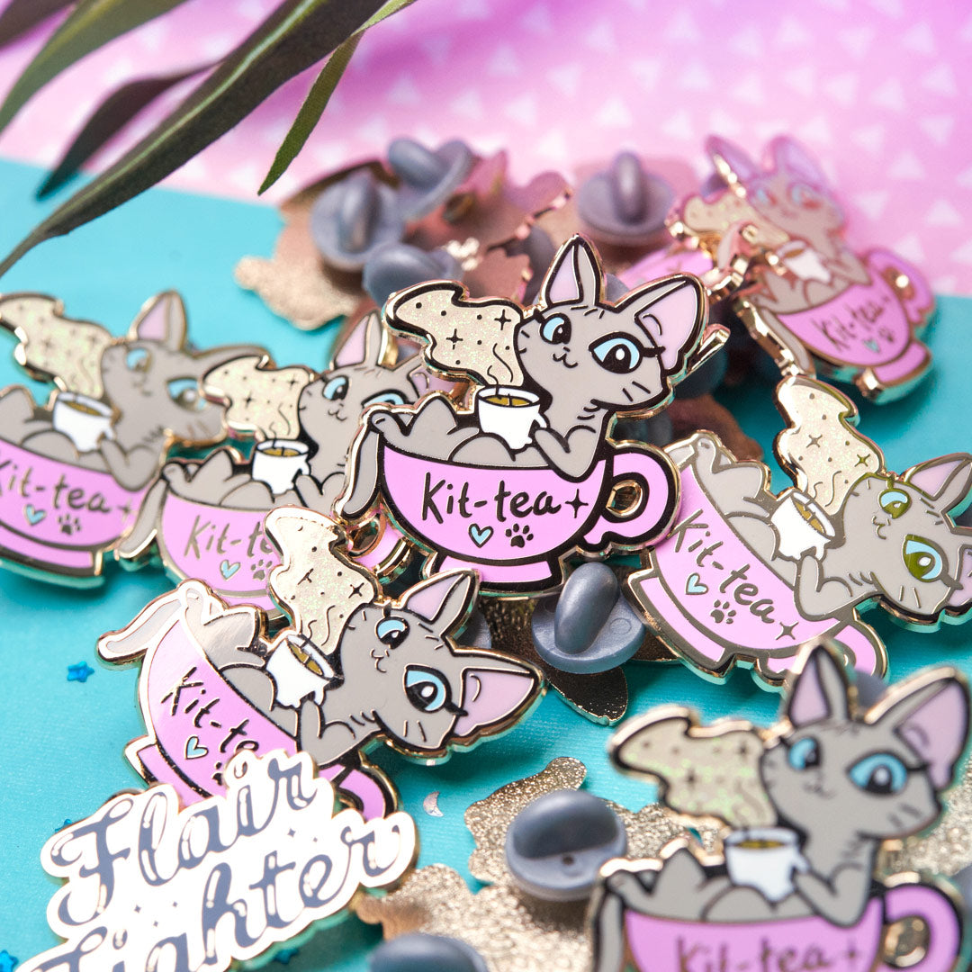 Kit-Tea (Sphynx Cat) Enamel Pin Brooches & Lapel Pins Flair Fighter   