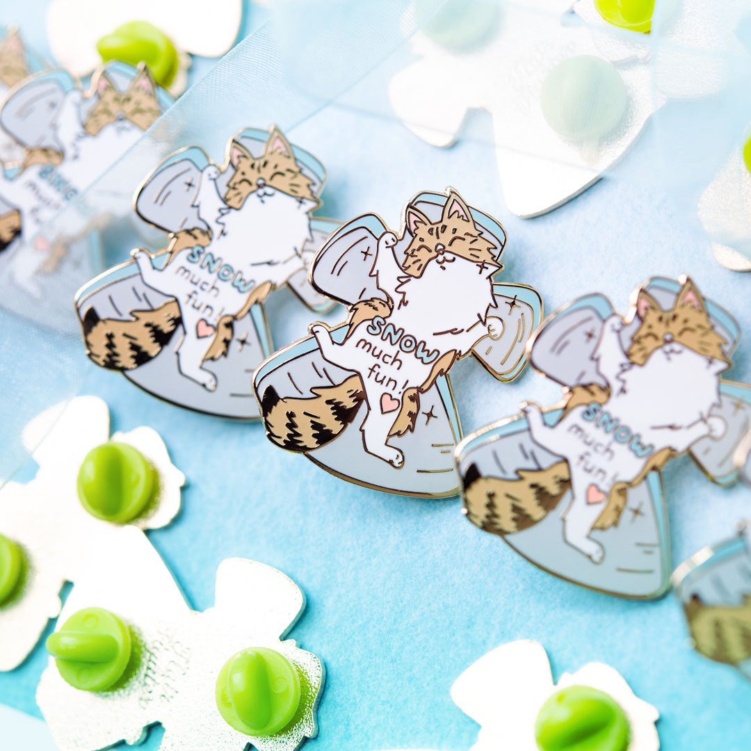 Snow Much Fun (Norwegian Forest Cat) Enamel Pin Brooches & Lapel Pins Flair Fighter   