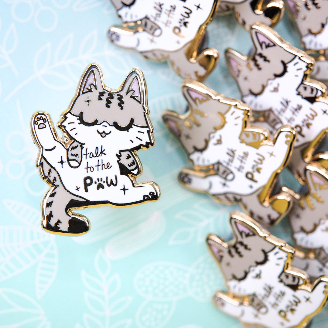 Talk To The Paw (Egyptian Mau Cat) Enamel Pin Brooches & Lapel Pins Flair Fighter   