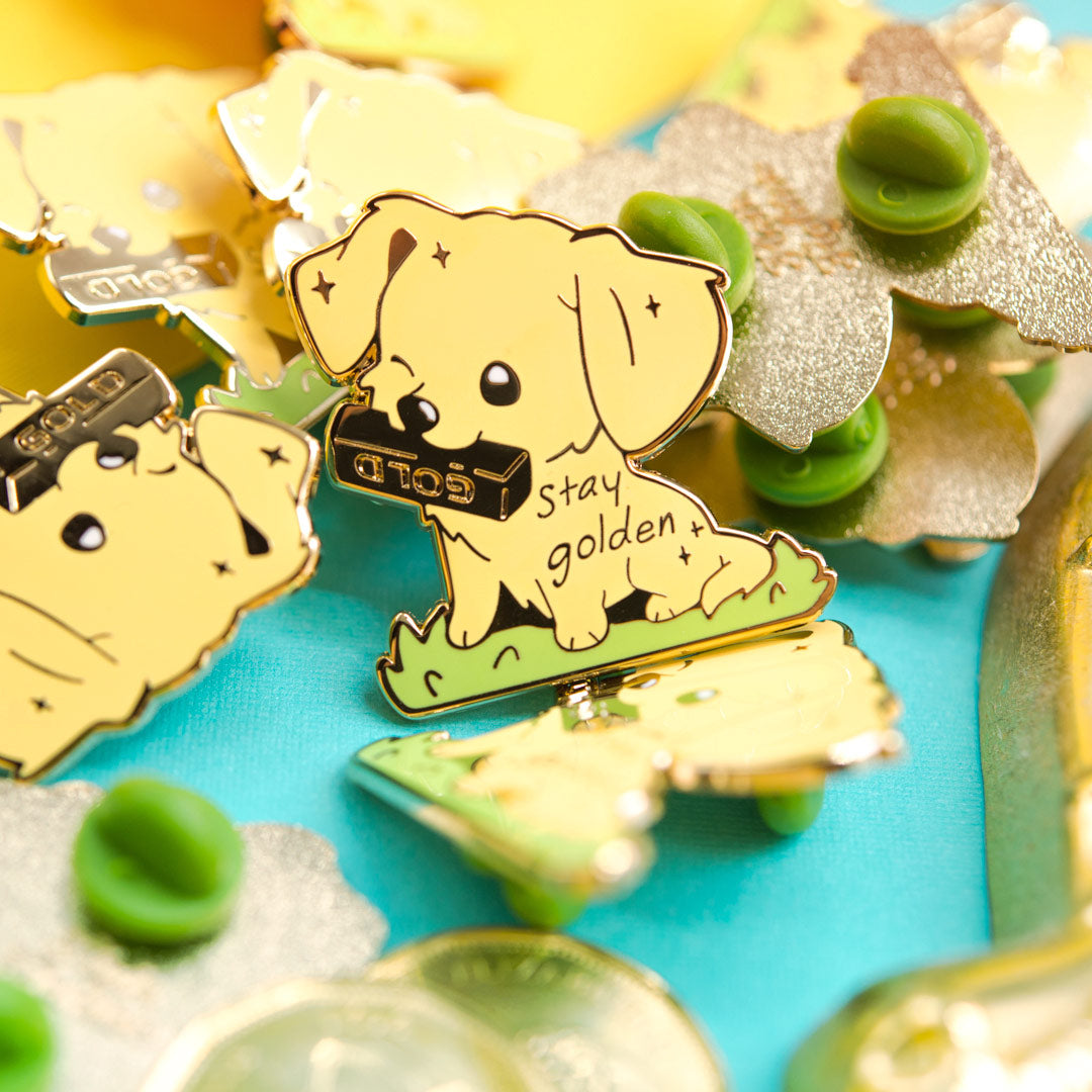 "Stay Golden" Golden Retriever Enamel Pin Brooches & Lapel Pins Flair Fighter   