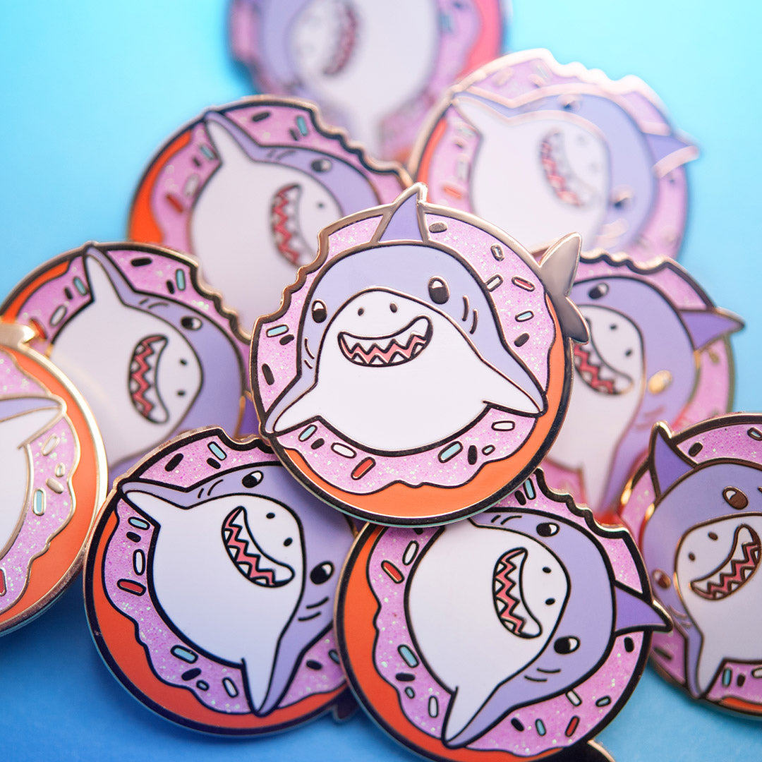Donut Shark Enamel Pin Brooches & Lapel Pins Flair Fighter   
