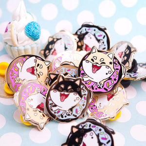 Cream Shiba Inu Donut Enamel Pin Brooches & Lapel Pins Flair Fighter   