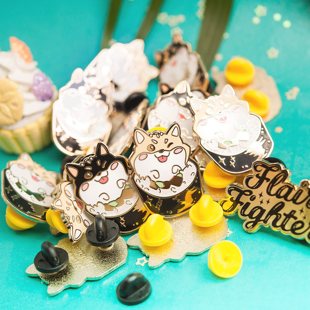 Black & Tan Shiba Inu Maki Sushi Roll Enamel Pin Brooches & Lapel Pins Flair Fighter   
