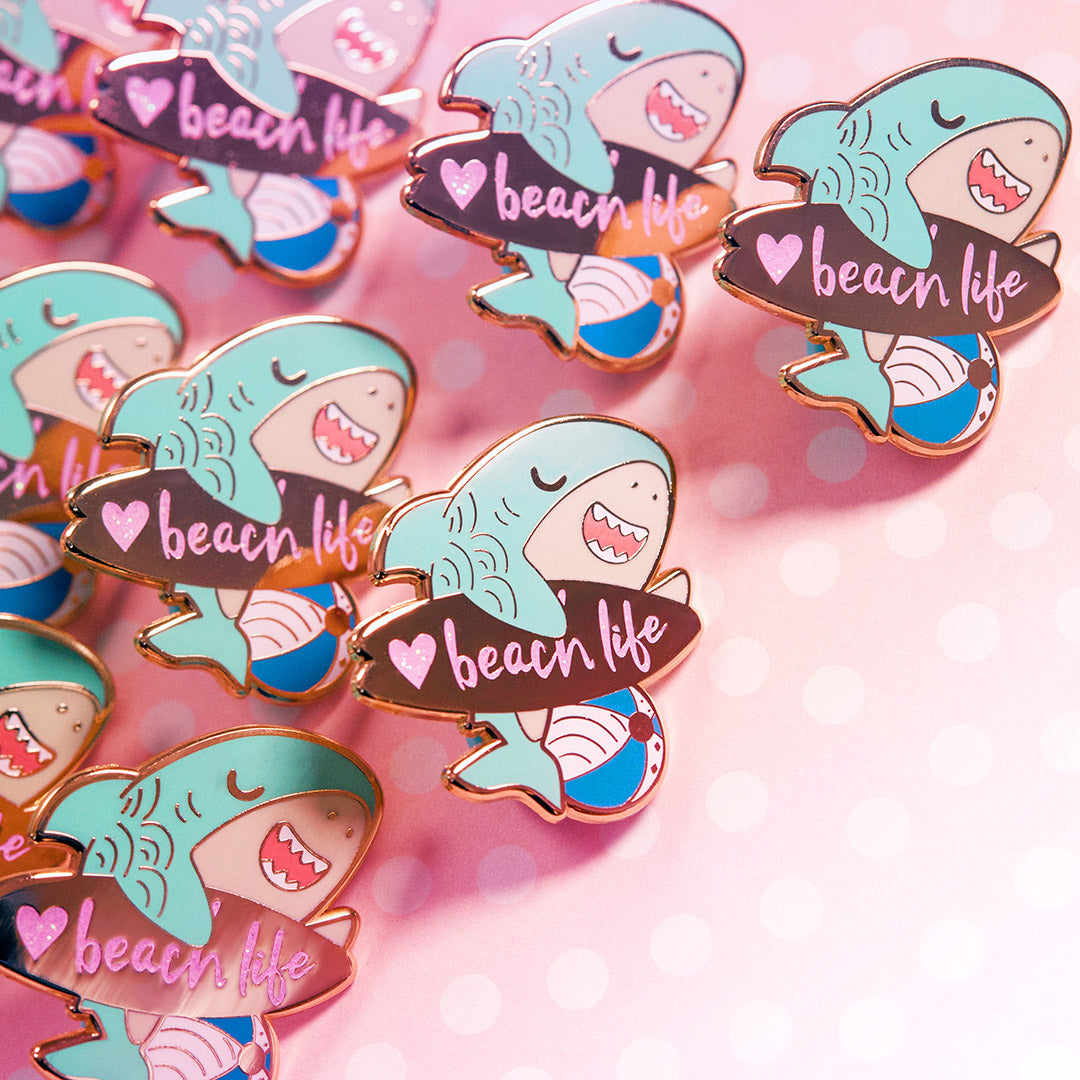 Beach Life Shark Enamel Pin Brooches & Lapel Pins Flair Fighter   