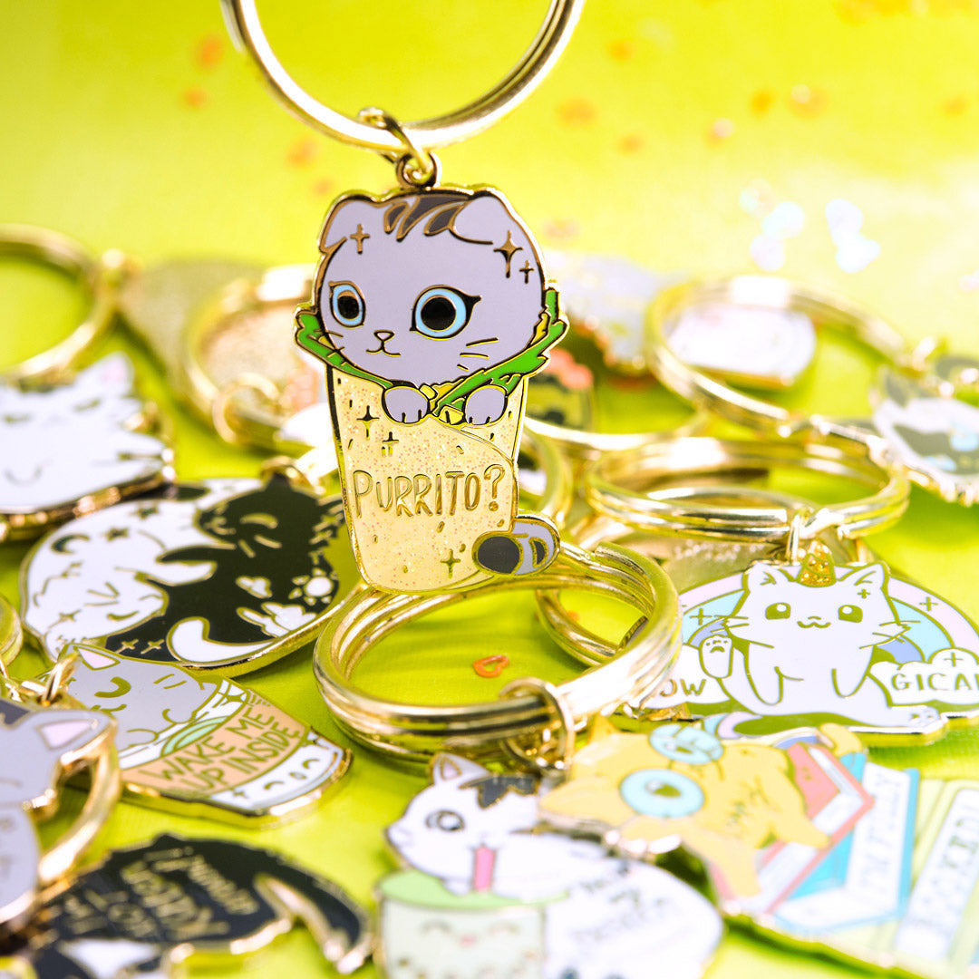 Purrito Cat Burrito Enamel Keychain  Flair Fighter   