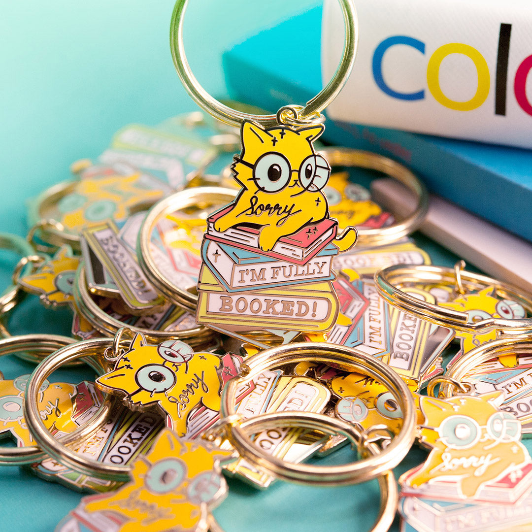 Sorry I'm Fully Booked Cat Enamel Keychain  Flair Fighter   