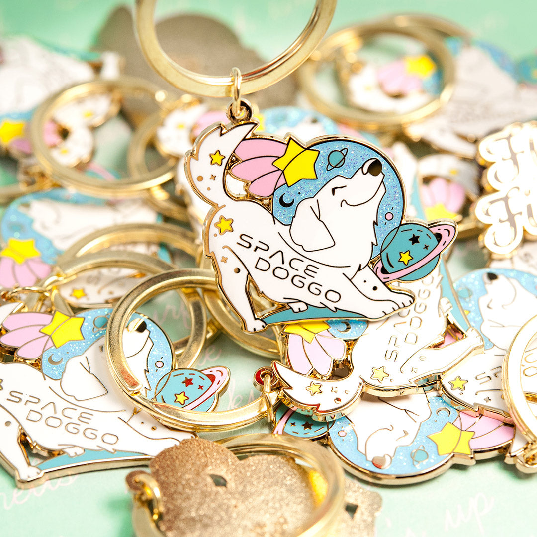 Space Doggo Golden Retriever Enamel Keychain  Flair Fighter   