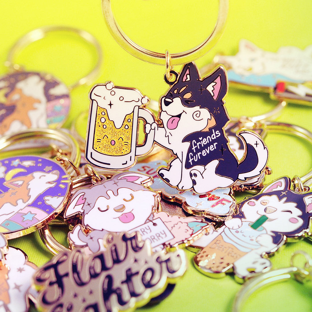 Friends Furever Husky Enamel Keychain Keychains Flair Fighter   