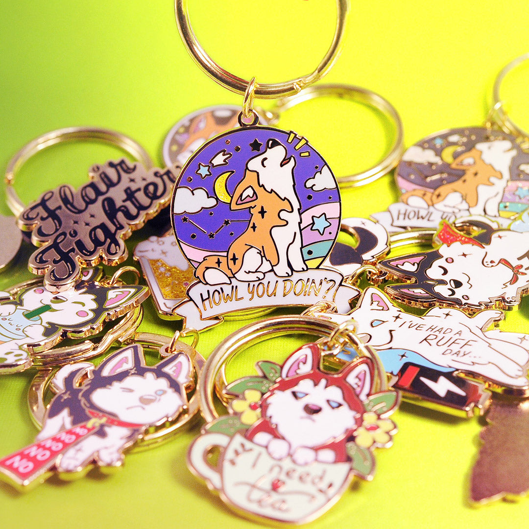 "Howl You Doin'?" Husky Enamel Keychain  Flair Fighter   