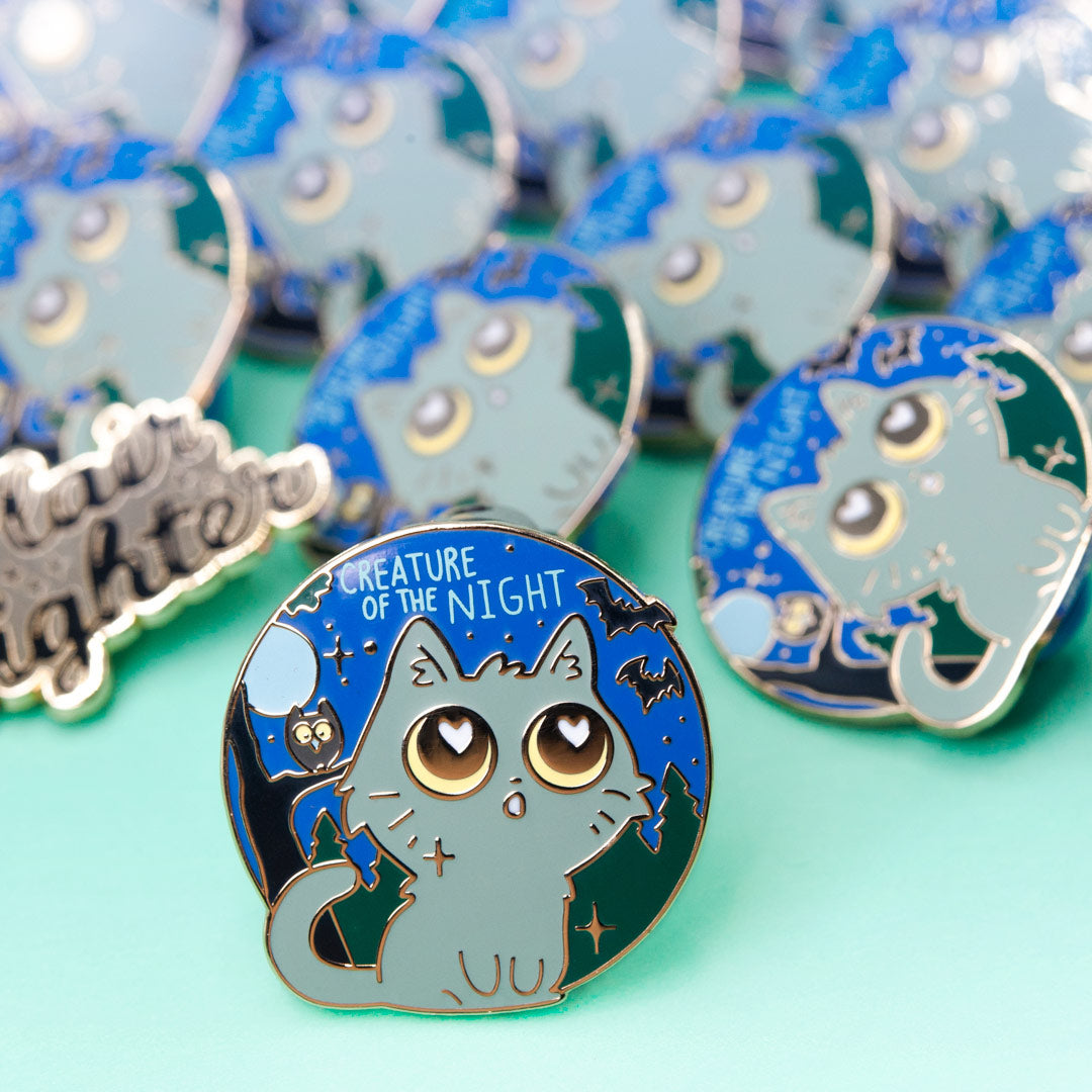 Creature Of The Night (Chartreux Cat) Enamel Pin Brooches & Lapel Pins Flair Fighter   