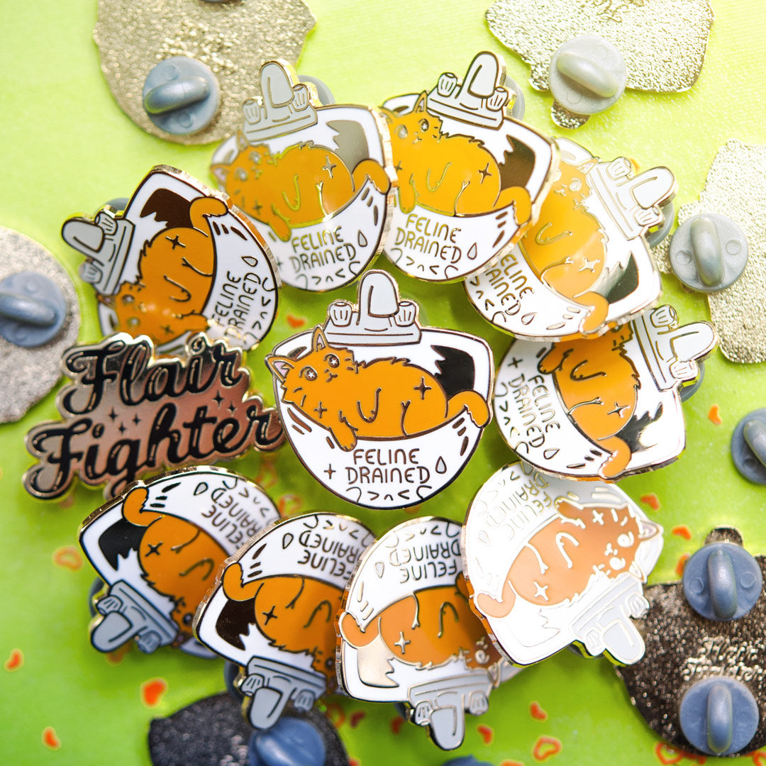 Feline Drained (Havana Brown Cat) Enamel Pin Brooches & Lapel Pins Flair Fighter   