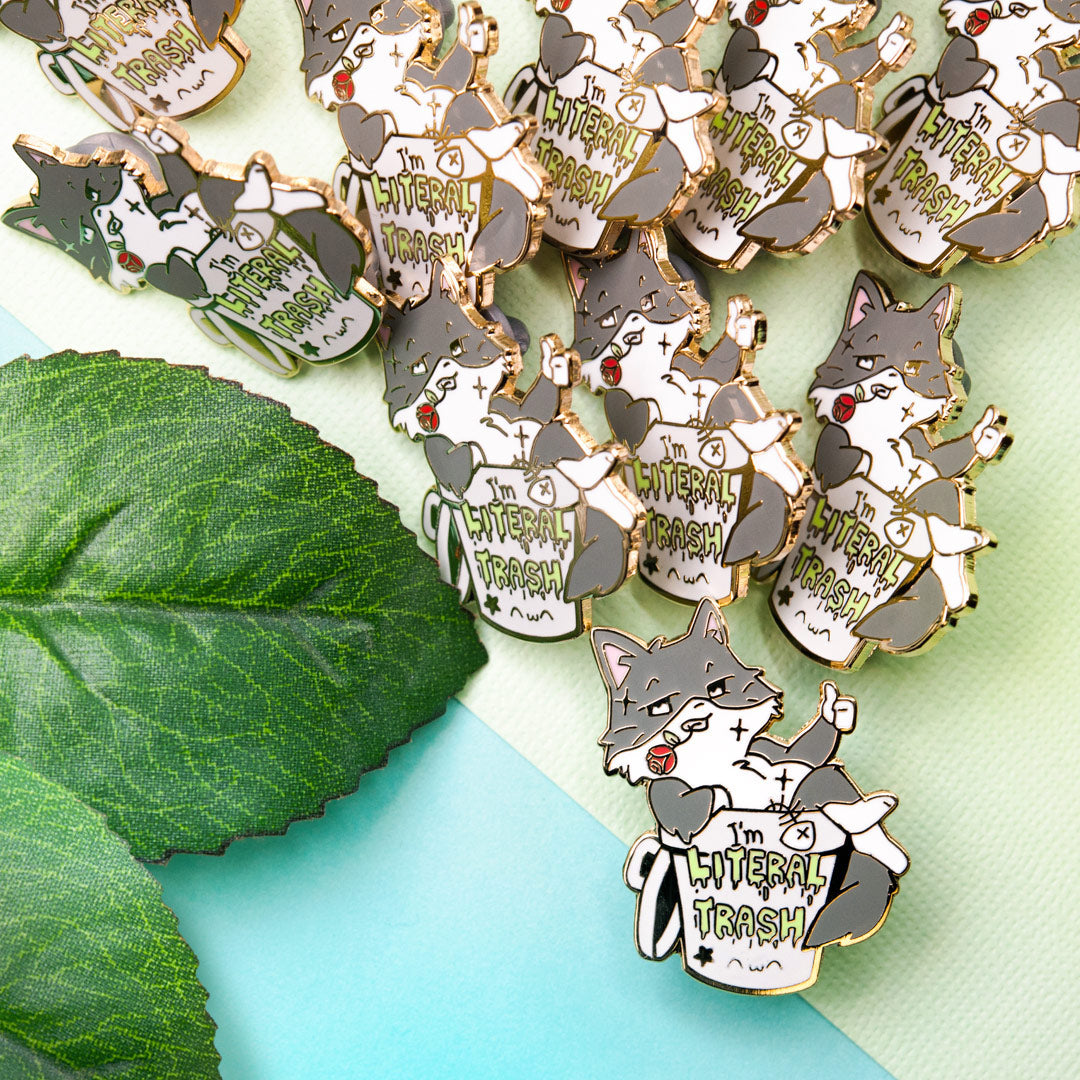 I'm Literal Trash (Norwegian Forest Cat) Enamel Pin Brooches & Lapel Pins Flair Fighter   