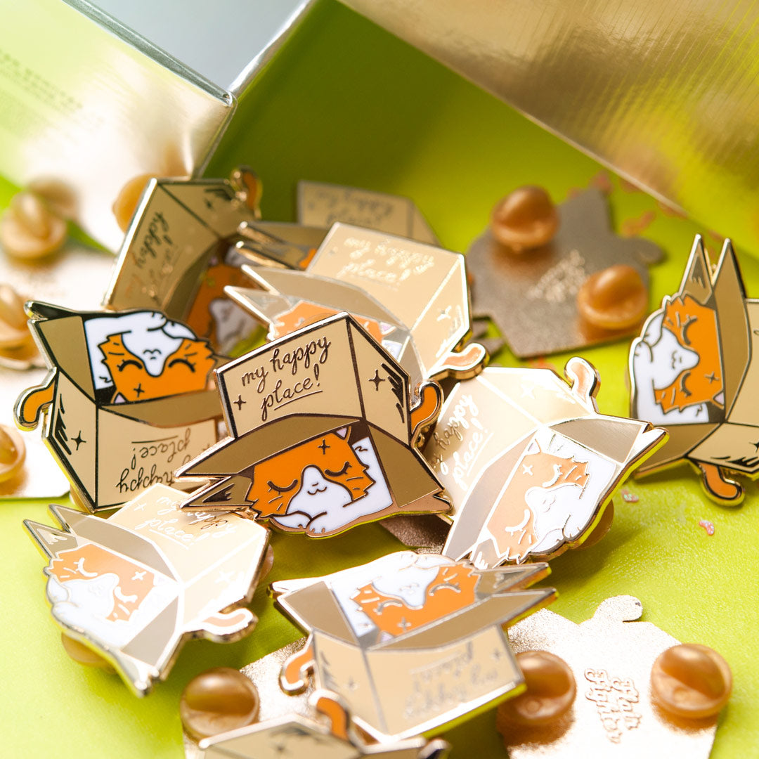 My Happy Place Box (British Shorthair Cat) Enamel Pin Brooches & Lapel Pins Flair Fighter   