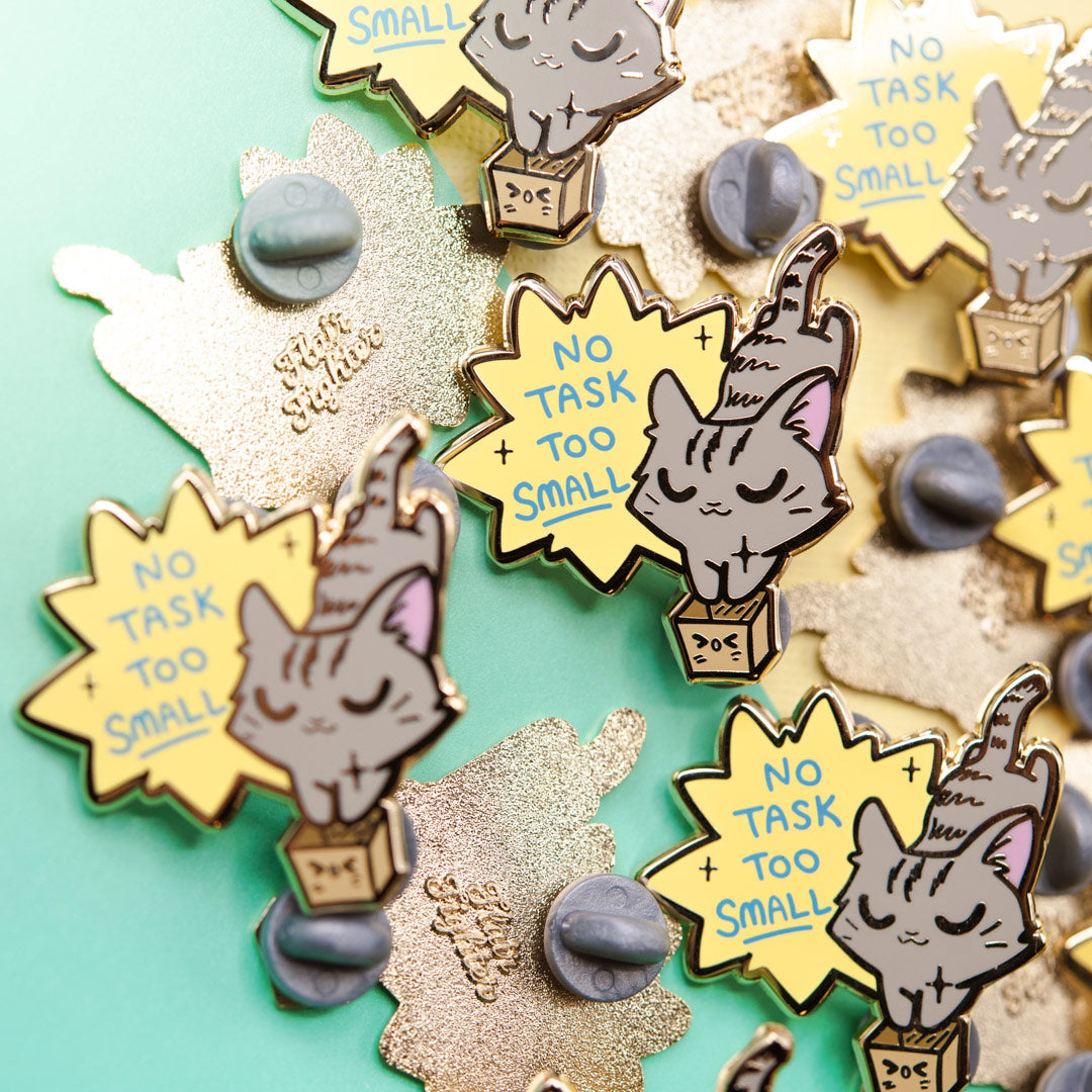 No Task Too Small (European Shorthair Cat) Enamel Pin Brooches & Lapel Pins Flair Fighter   