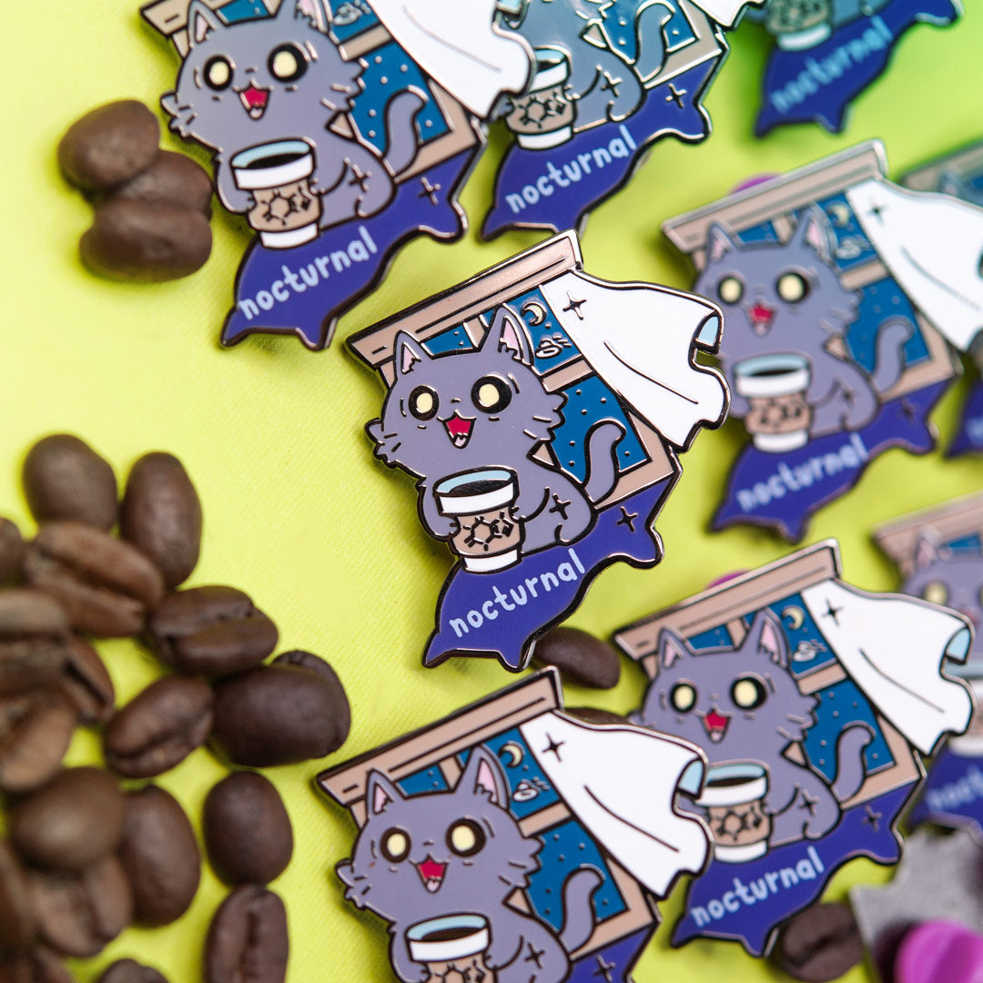 Nocturnal (Nebelung Cat) Enamel Pin Brooches & Lapel Pins Flair Fighter   