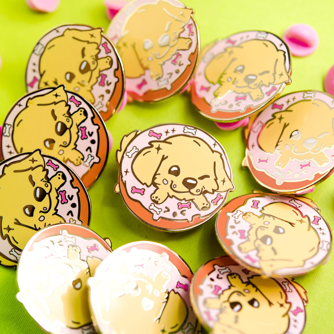 Golden Retriever Donut Enamel Pin Brooches & Lapel Pins Flair Fighter   