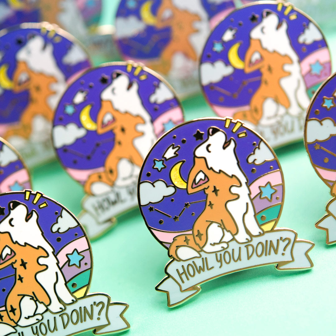 "Howl You Doin'?" Husky Enamel Pin Brooches & Lapel Pins Flair Fighter   