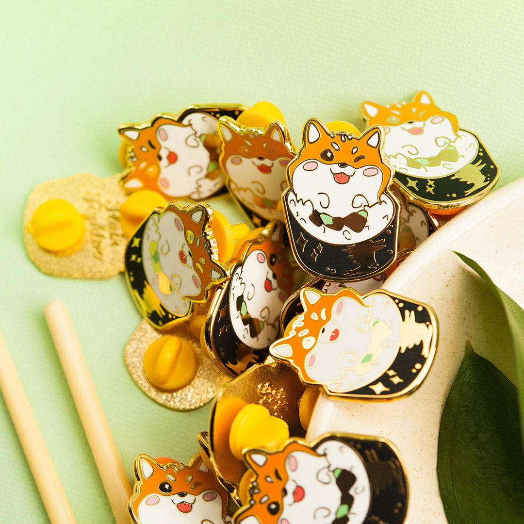 Red Shiba Inu Maki Sushi Roll Enamel Pin Brooches & Lapel Pins Flair Fighter   