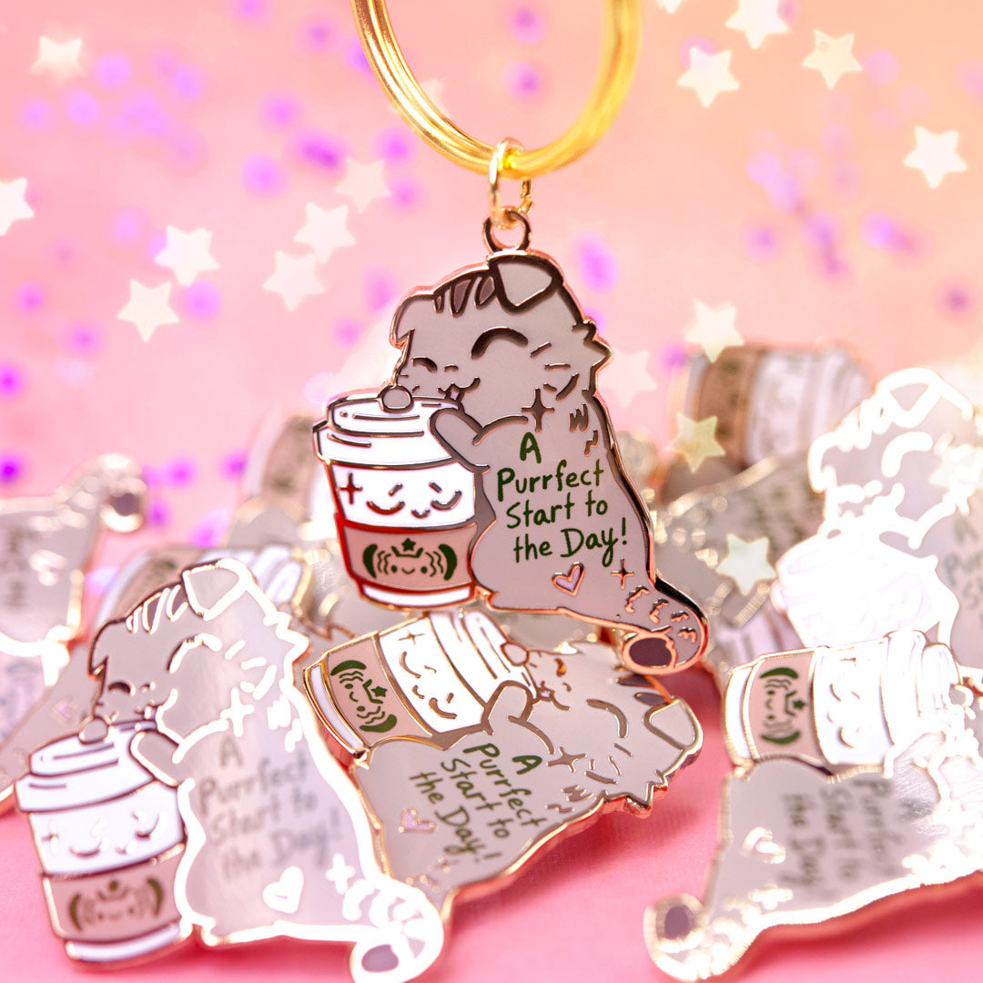 A Purrfect Start To The Day S*Bucks Version (Scottish Fold Cat) Keychain  Flair Fighter   