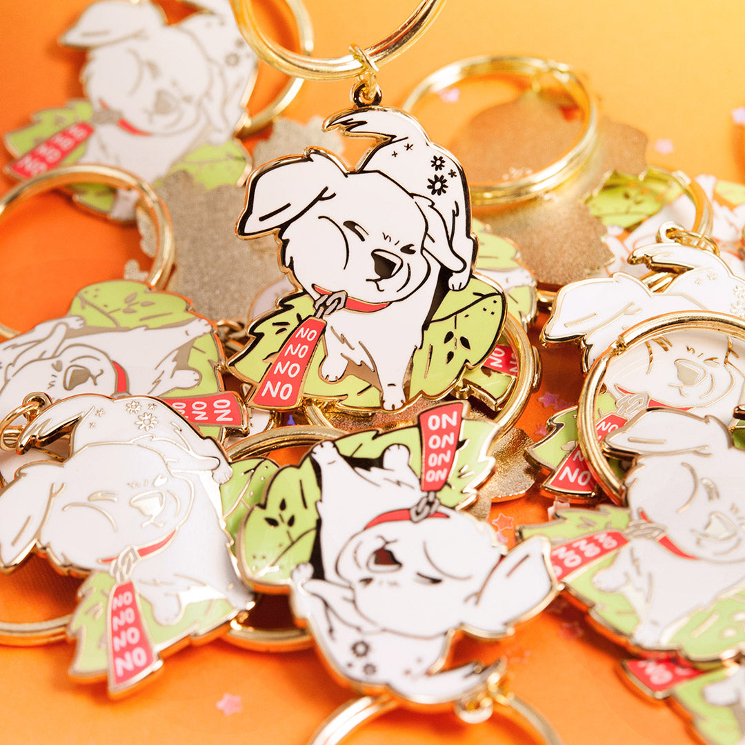 Stubborn Golden Retriever Enamel Keychain  Flair Fighter   