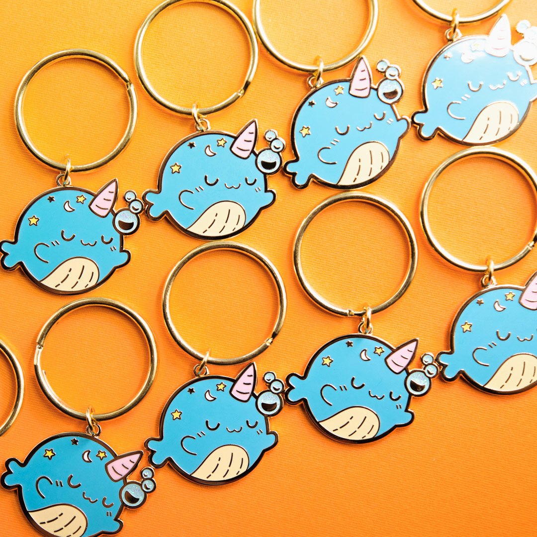 Sleepy Whale Enamel Keychain  Flair Fighter   