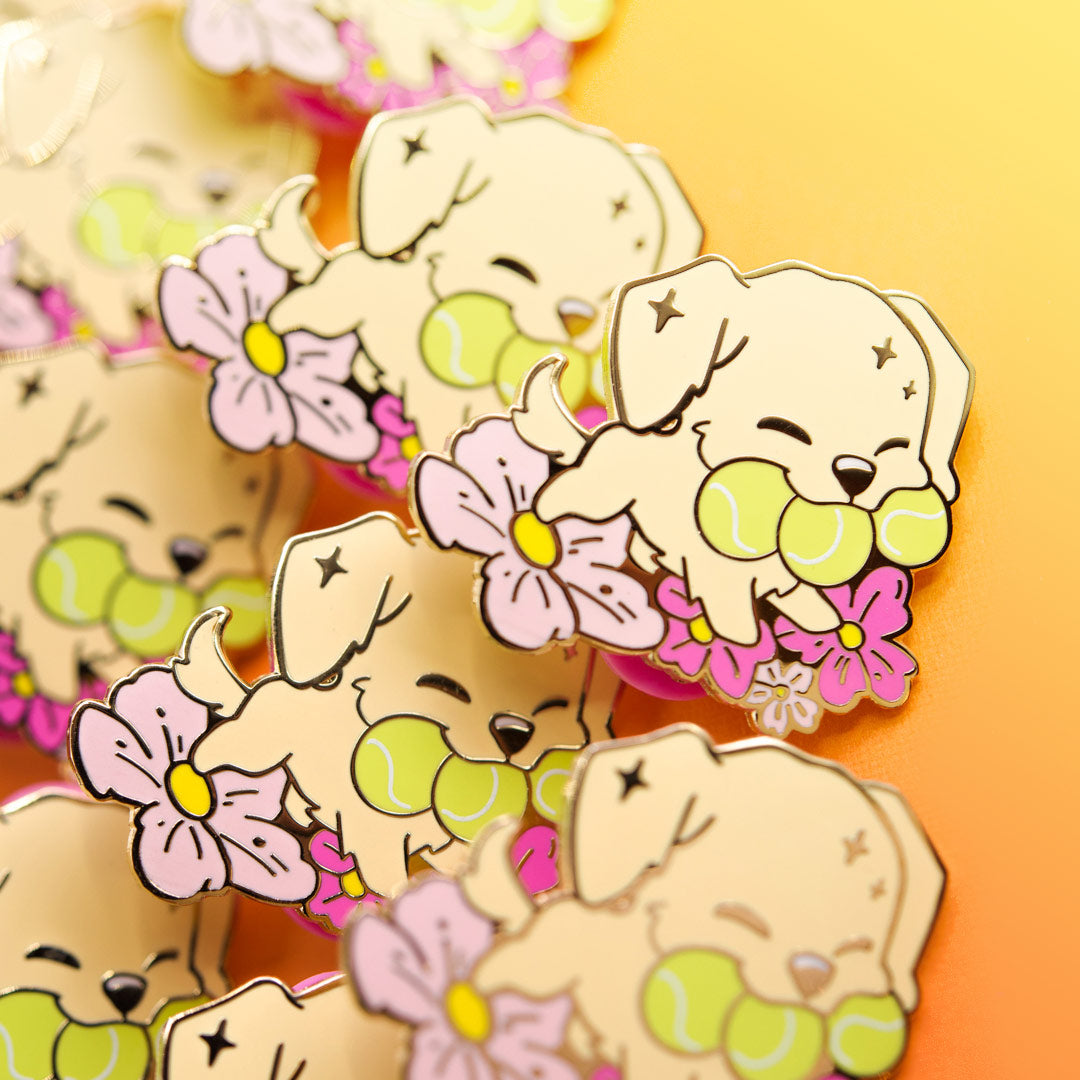 Golden Retriever Tennis Balls Enamel Pin Brooches & Lapel Pins Flair Fighter   