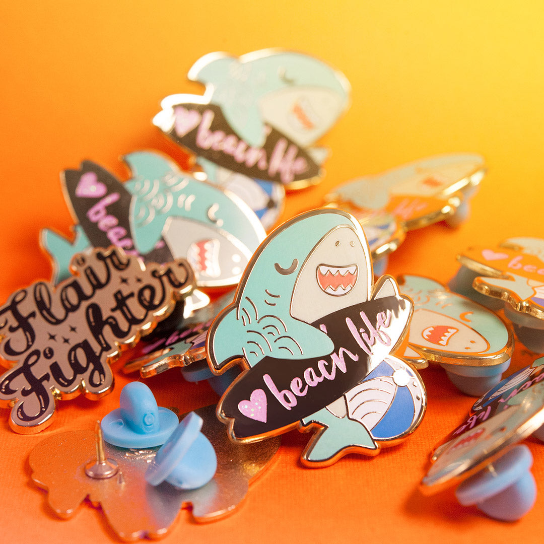Beach Life Shark Enamel Pin Brooches & Lapel Pins Flair Fighter   