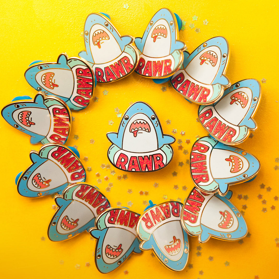 RAWR Shark Enamel Pin Brooches & Lapel Pins Flair Fighter   