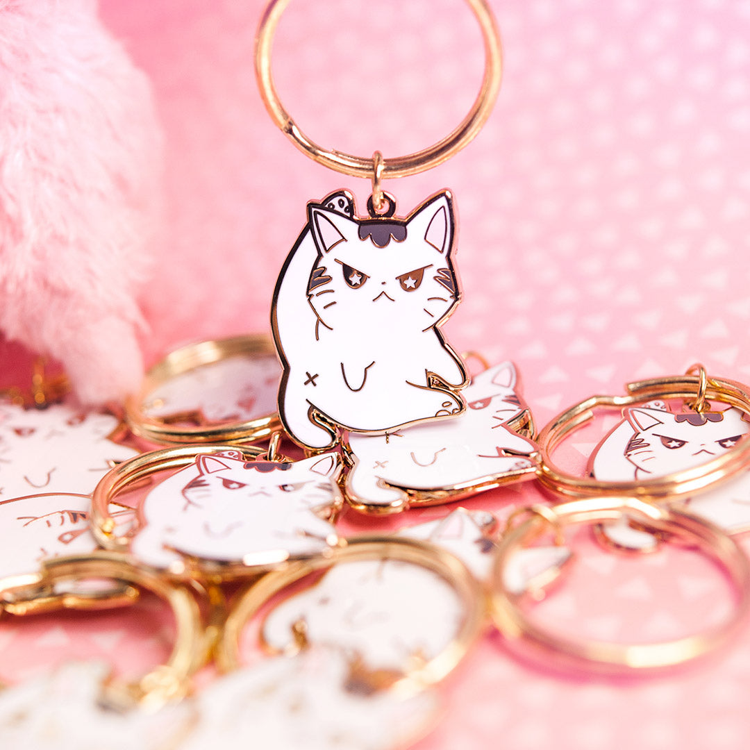 Angry Cat Enamel Keychain  Flair Fighter   