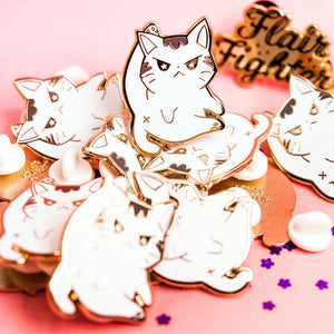 Angry Cat Enamel Pin + Keychain + Vinyl Sticker BUNDLE [3 PCS] Brooches & Lapel Pins Flair Fighter   