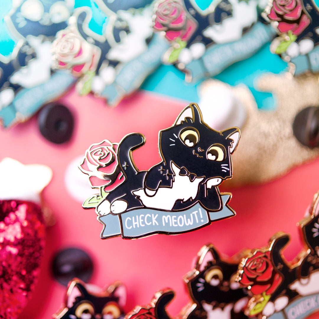Check Meowt (Tuxedo Cat) Enamel Pin Brooches & Lapel Pins Flair Fighter   