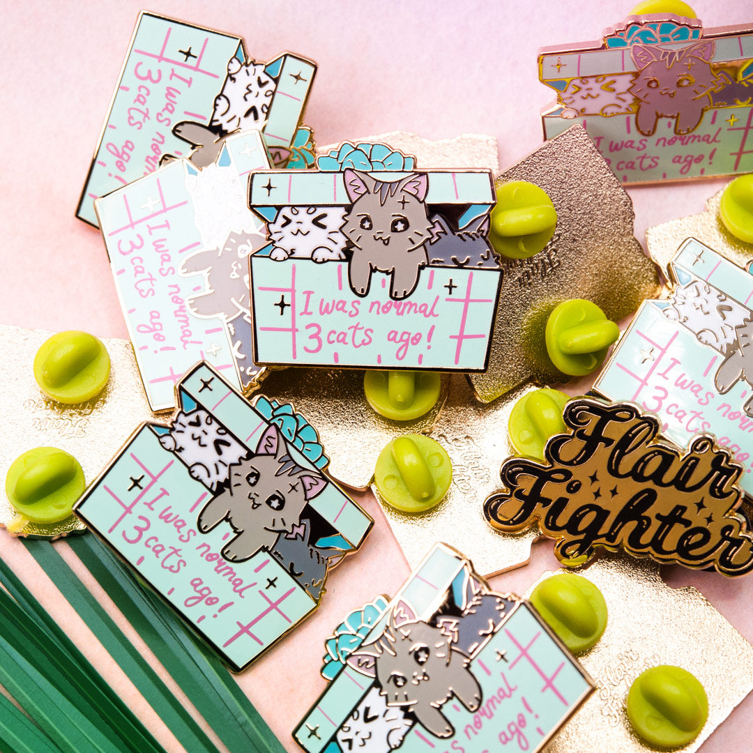 I Was Normal 3 Cats Ago (Domestic Shorthair Cat) Enamel Pin Brooches & Lapel Pins Flair Fighter   