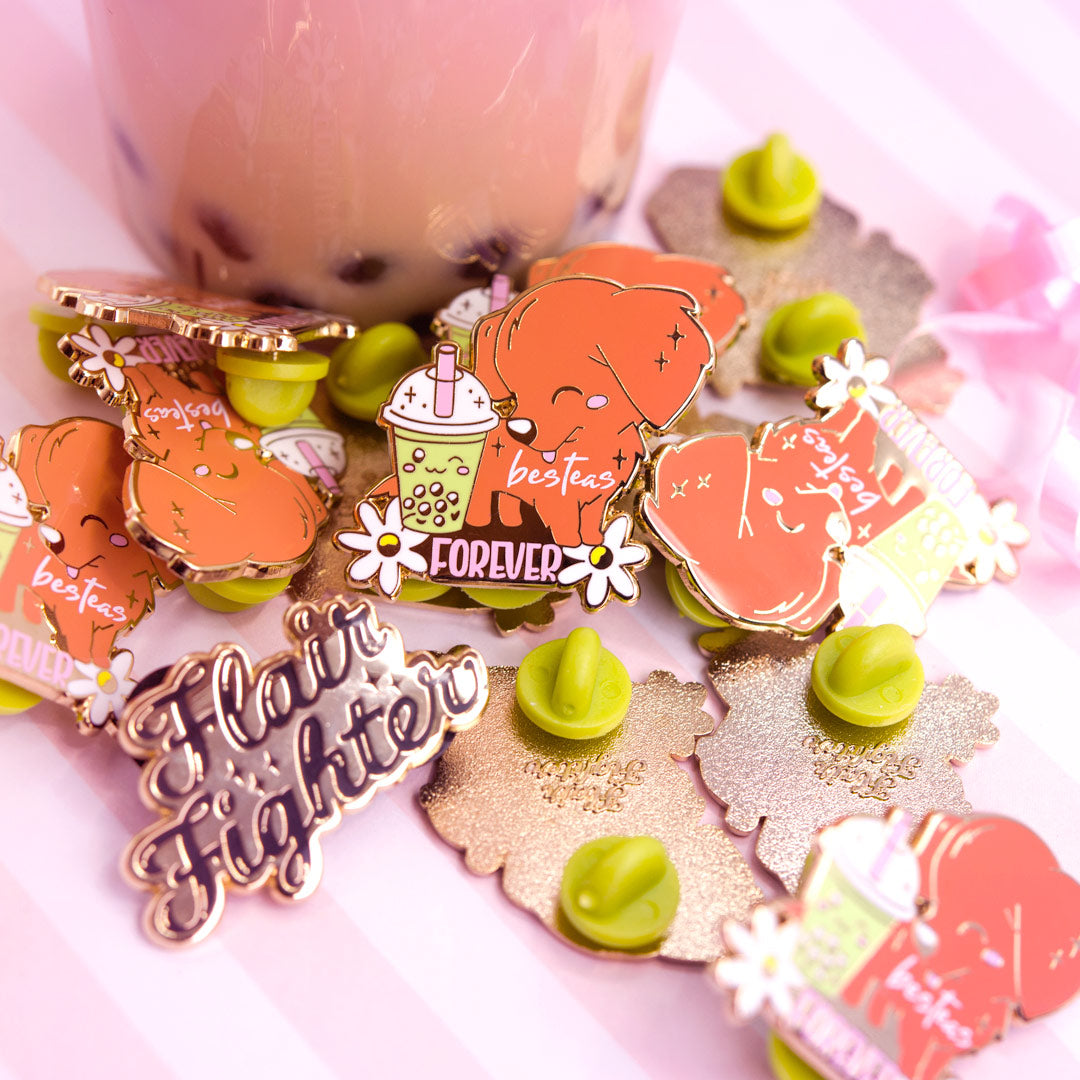 "Besteas Forever" Golden Retriever Enamel Pin Brooches & Lapel Pins Flair Fighter   