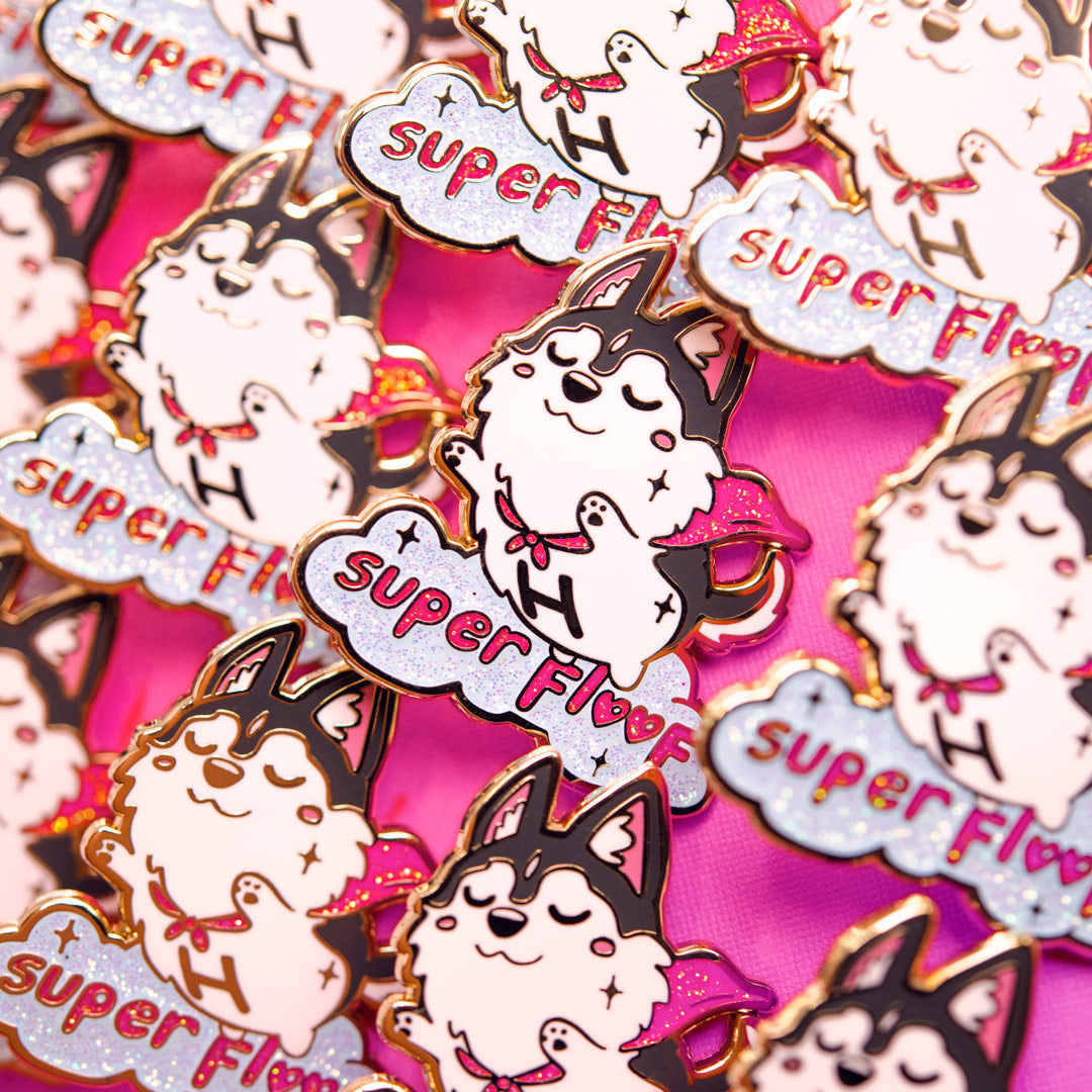 Super Floof Hero Husky Enamel Pin Brooches & Lapel Pins Flair Fighter   