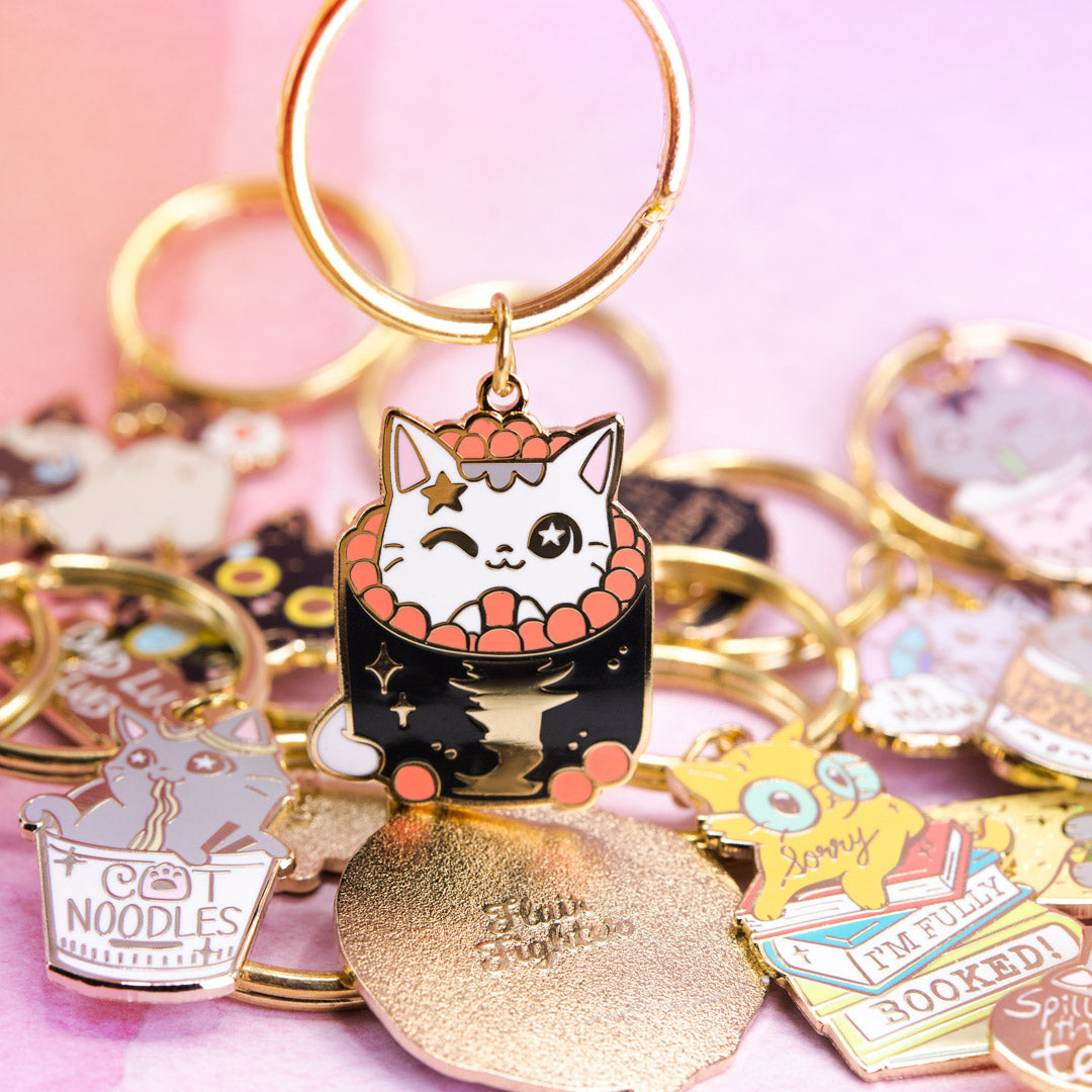 Ikura Sushi Cat Enamel Keychain  Flair Fighter   