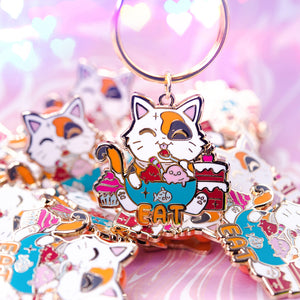 EAT (Calico Cat) Keychain  Flair Fighter   