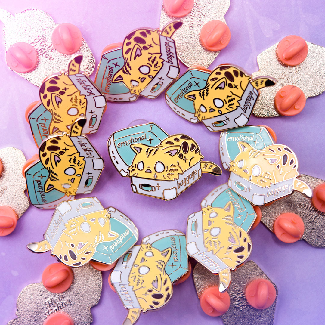 Emotional Baggage (Bengal Cat) Enamel Pin Brooches & Lapel Pins Flair Fighter   